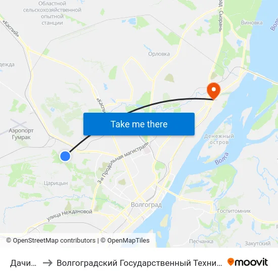 Дачи-1 (А) to Волгоградский Государственный Технический Университет map