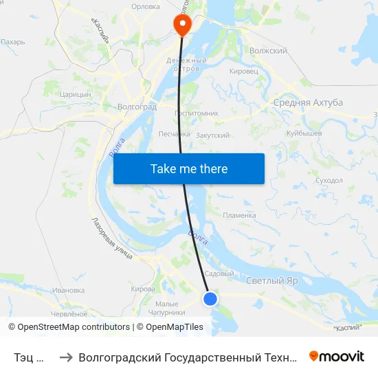Тэц №3 (А) to Волгоградский Государственный Технический Университет map