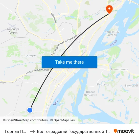 Горная Поляна (А) to Волгоградский Государственный Технический Университет map