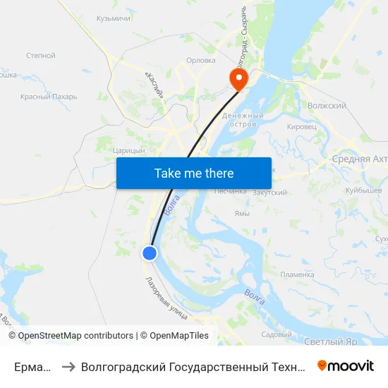 Ермана (А) to Волгоградский Государственный Технический Университет map