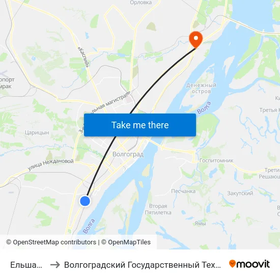 Ельшанка (А) to Волгоградский Государственный Технический Университет map