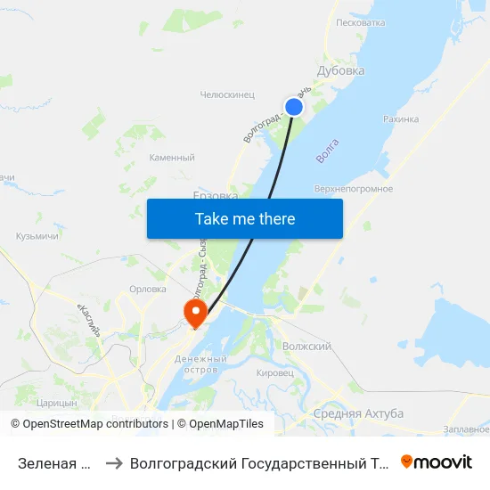 Зеленая Волна (Б) to Волгоградский Государственный Технический Университет map