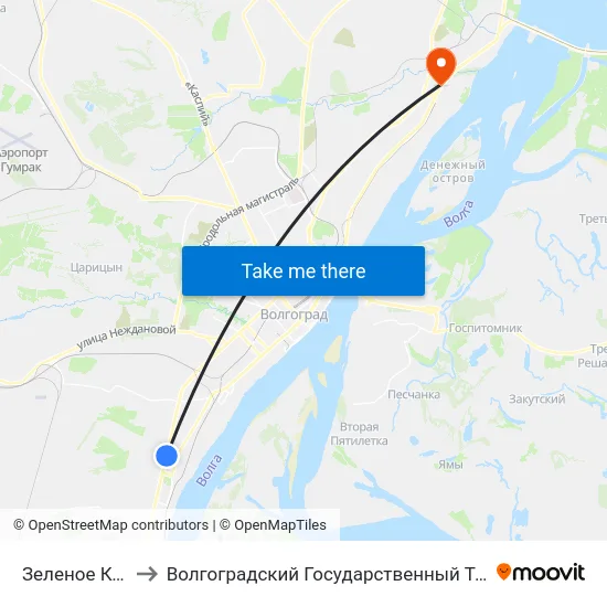 Зеленое Кольцо (А) to Волгоградский Государственный Технический Университет map