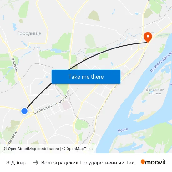 З-Д Аврора (А) to Волгоградский Государственный Технический Университет map