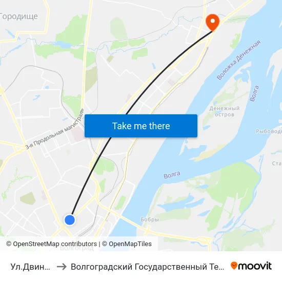 Ул.Двинская (А) to Волгоградский Государственный Технический Университет map