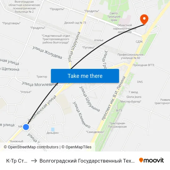 К-Тр Старт (А) to Волгоградский Государственный Технический Университет map