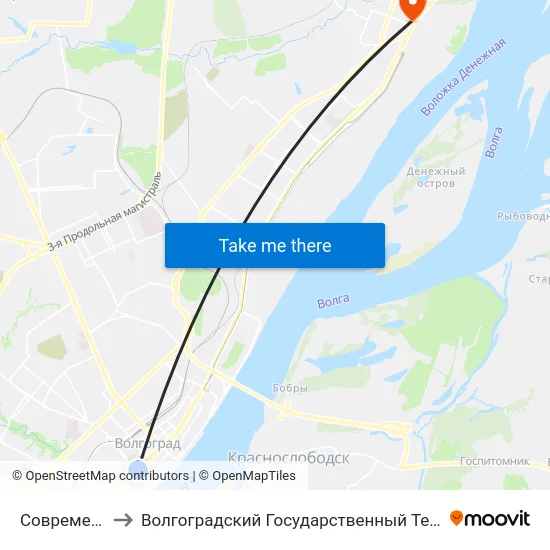 Современник (А) to Волгоградский Государственный Технический Университет map