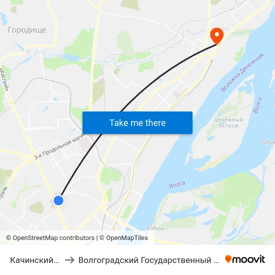 Качинский Рынок (Б) to Волгоградский Государственный Технический Университет map