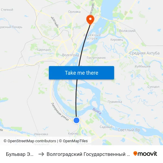 Бульвар Энгельса (А) to Волгоградский Государственный Технический Университет map