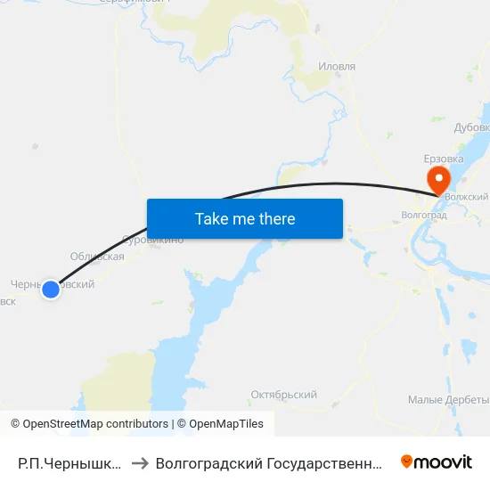 Р.П.Чернышковский Ас (А) to Волгоградский Государственный Технический Университет map