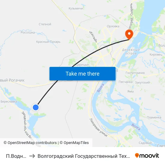 П.Водный (Б) to Волгоградский Государственный Технический Университет map