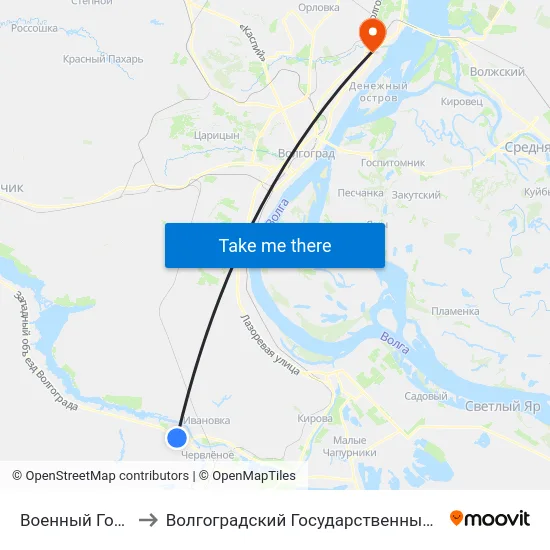 Военный Городок Тр.(А) to Волгоградский Государственный Технический Университет map