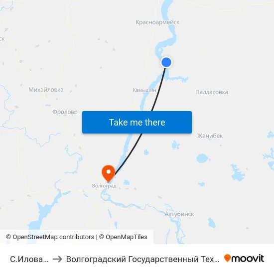 С.Иловатка (А) to Волгоградский Государственный Технический Университет map
