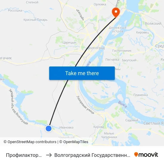 Профилакторий Вспкз Тр. (А) to Волгоградский Государственный Технический Университет map