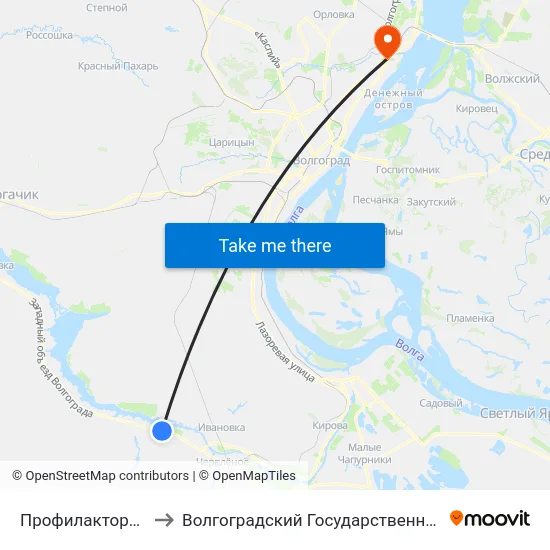 Профилакторий Вспкз Тр. (Б) to Волгоградский Государственный Технический Университет map
