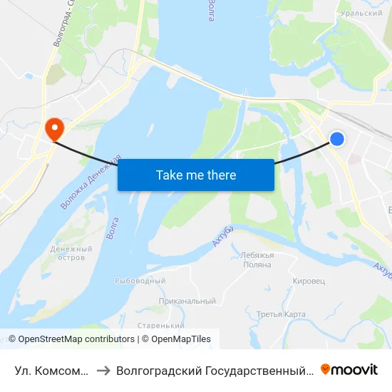 Ул. Комсомольская (Б) to Волгоградский Государственный Технический Университет map