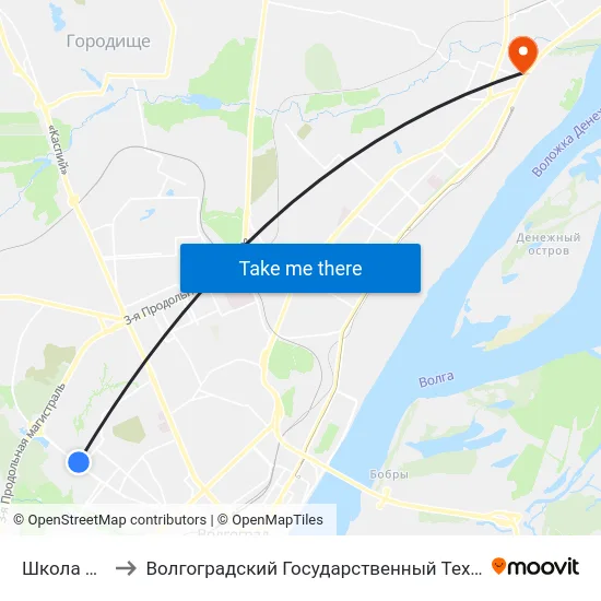 Школа №36 (А) to Волгоградский Государственный Технический Университет map