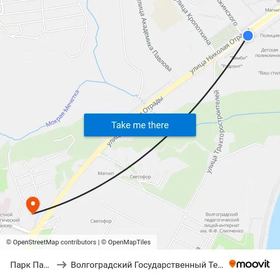 Парк Памяти (А) to Волгоградский Государственный Технический Университет map