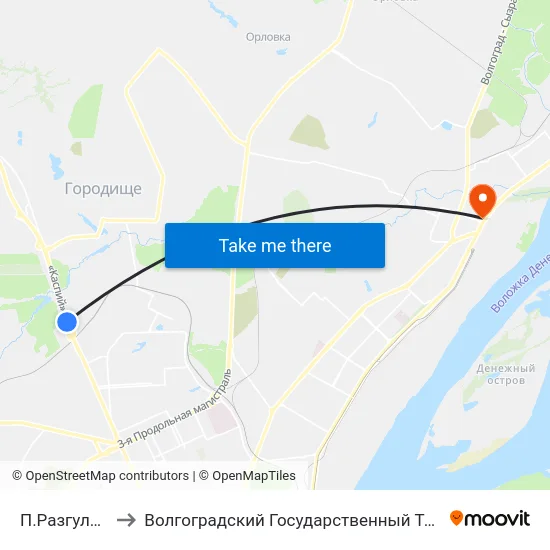 П.Разгуляевка (А) to Волгоградский Государственный Технический Университет map
