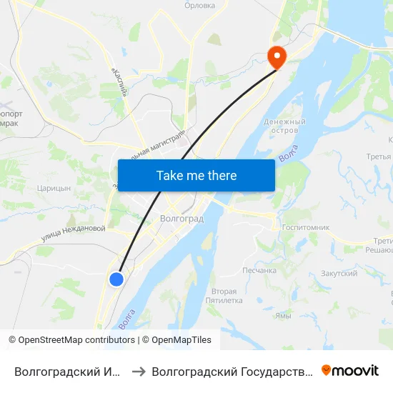 Волгоградский Институт Кооперации (А) to Волгоградский Государственный Технический Университет map