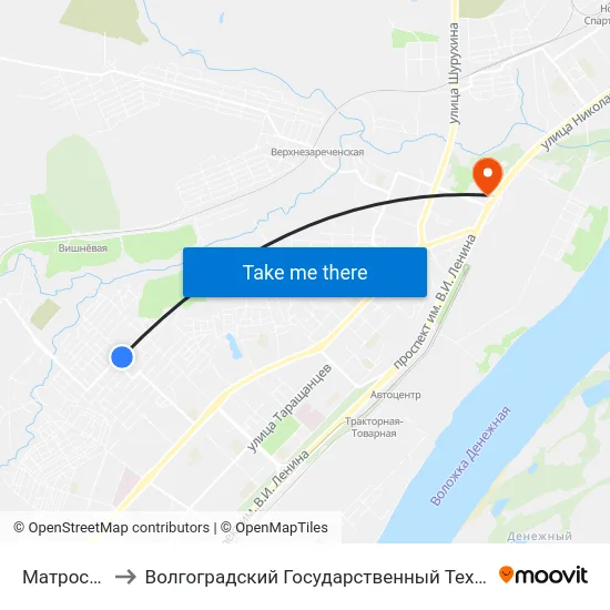 Матросова (А) to Волгоградский Государственный Технический Университет map