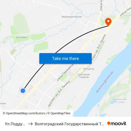 Ул.Поддубного (А) to Волгоградский Государственный Технический Университет map
