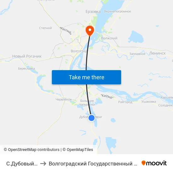 С.Дубовый Овраг (Б) to Волгоградский Государственный Технический Университет map