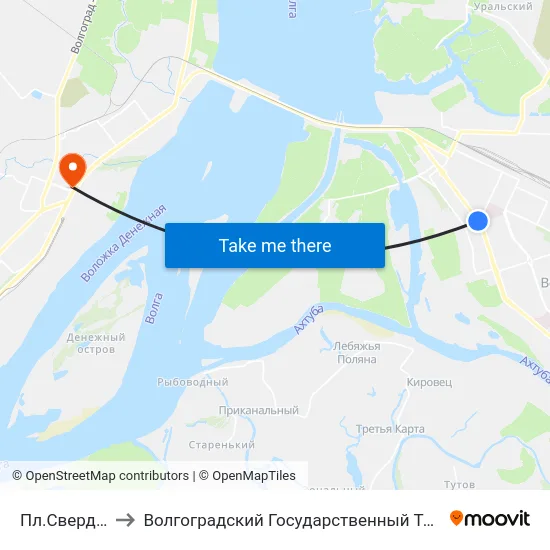 Пл.Свердлова (А) to Волгоградский Государственный Технический Университет map
