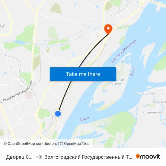 Дворец Спорта (Б) to Волгоградский Государственный Технический Университет map