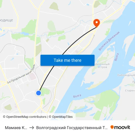 Мамаев Курган (Б) to Волгоградский Государственный Технический Университет map