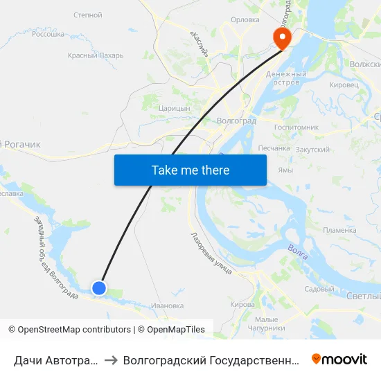 Дачи Автотранспортник (А) to Волгоградский Государственный Технический Университет map