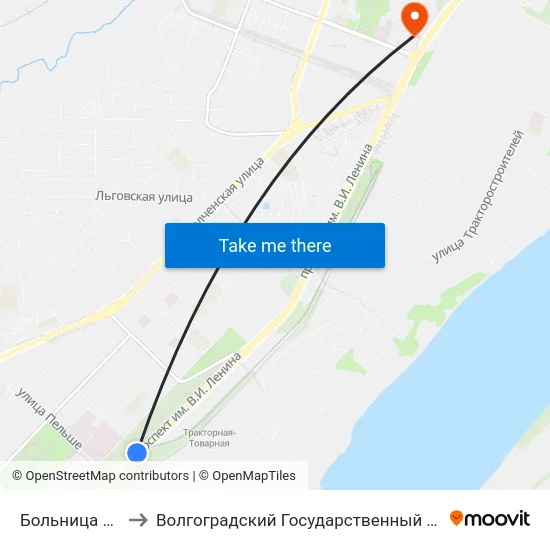 Больница Ильича (Б) to Волгоградский Государственный Технический Университет map