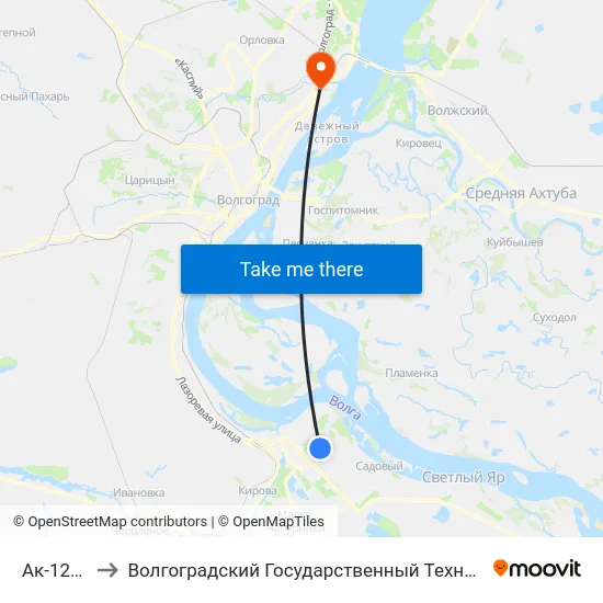 Ак-1208 (А) to Волгоградский Государственный Технический Университет map