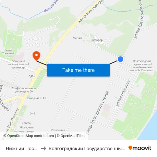 Нижний Поселок Вгтз (А) to Волгоградский Государственный Технический Университет map