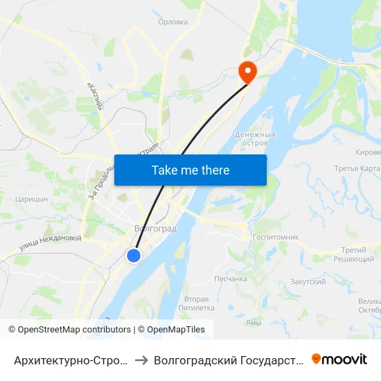 Архитектурно-Строительный Университет (Б) to Волгоградский Государственный Технический Университет map