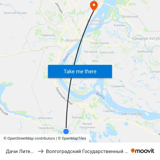 Дачи Литейщиков (А) to Волгоградский Государственный Технический Университет map