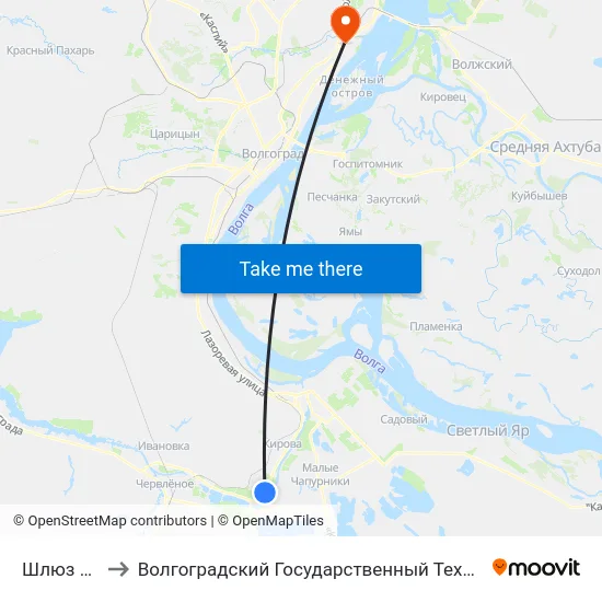 Шлюз №4 (А) to Волгоградский Государственный Технический Университет map