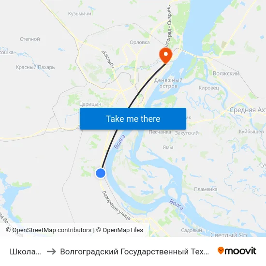 Школа №107 to Волгоградский Государственный Технический Университет map