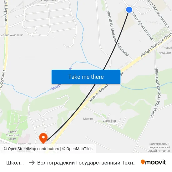 Школа №51 to Волгоградский Государственный Технический Университет map