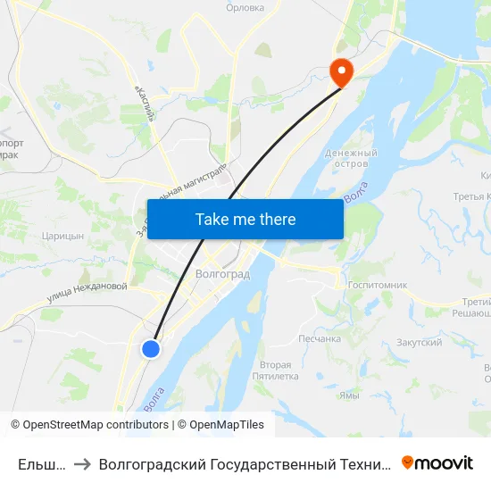 Ельшанка to Волгоградский Государственный Технический Университет map