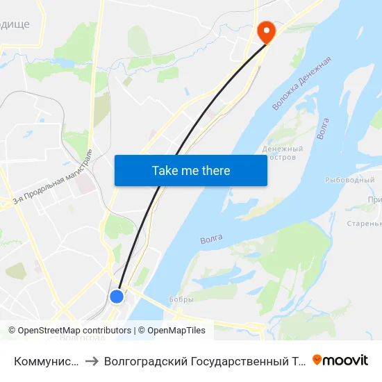 Коммунистическая to Волгоградский Государственный Технический Университет map
