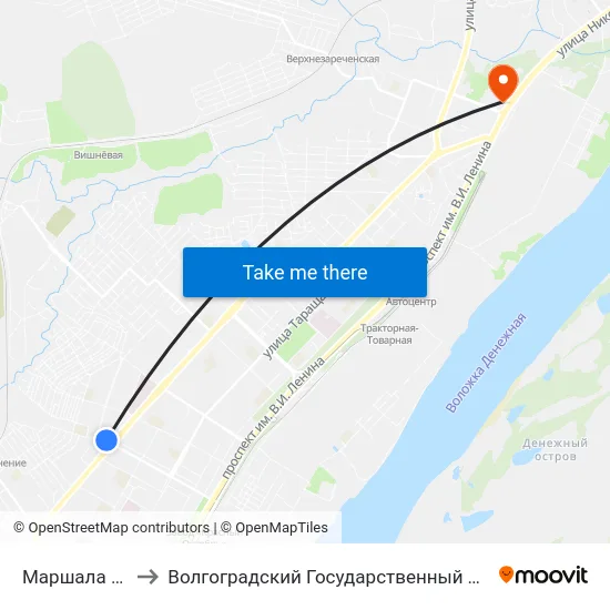 Маршала Ерёменко to Волгоградский Государственный Технический Университет map