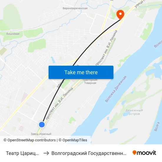 Театр Царицынская Опера to Волгоградский Государственный Технический Университет map