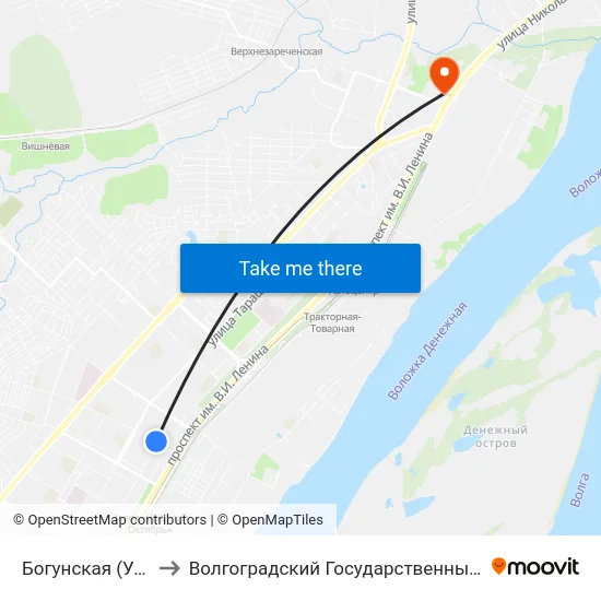 Богунская (Ул. Богунская) to Волгоградский Государственный Технический Университет map