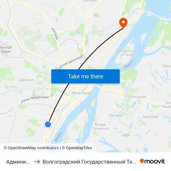 Администрация to Волгоградский Государственный Технический Университет map