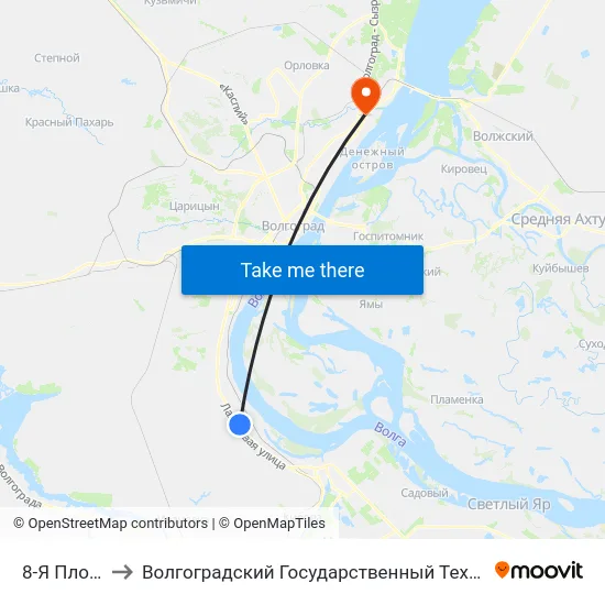 8-Я Площадка to Волгоградский Государственный Технический Университет map