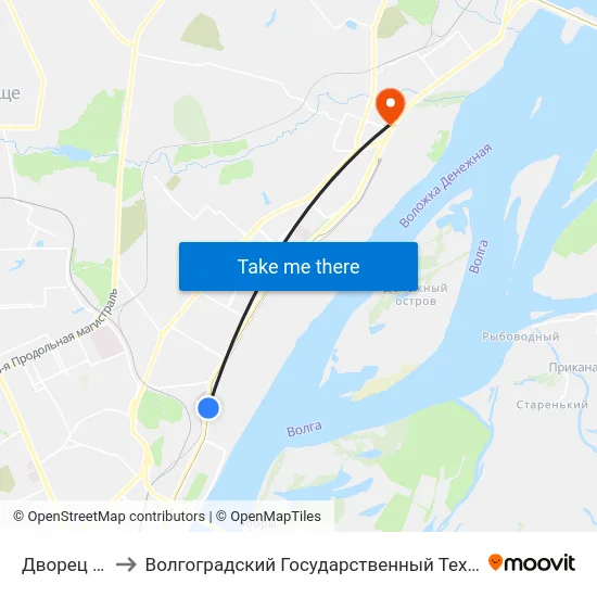 Дворец Спорта to Волгоградский Государственный Технический Университет map