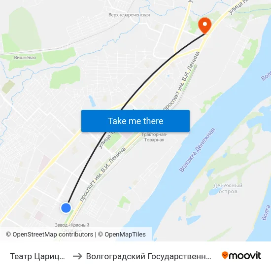 Театр Царицынская Опера to Волгоградский Государственный Технический Университет map