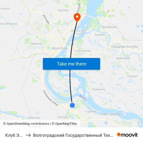 Клуб Энергия to Волгоградский Государственный Технический Университет map