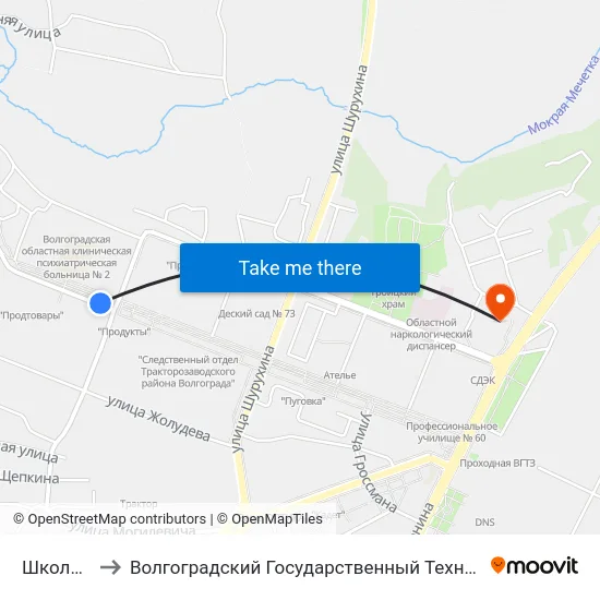 Школа №17 to Волгоградский Государственный Технический Университет map